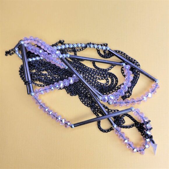 Multistrand Pink Bead Necklace, Pale Pink Long Necklace - Picture 12 of 12